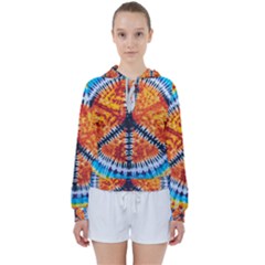 Tie Dye Peace Sign Women s Tie Up Sweat by Ket1n9