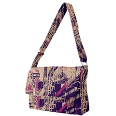 Pink City Retro Vintage Futurism Art Full Print Messenger Bag (s) by Ket1n9