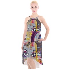 Graffiti Mural Street Art Painting High-low Halter Chiffon Dress  by Ket1n9