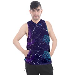 Realistic Night Sky Poster With Constellations Men s Sleeveless Hoodie by Ket1n9