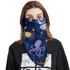 Marine Seamless Pattern Thin Line Memphis Style Face Covering Bandana (triangle)