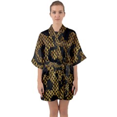 Metallic Snake Skin Pattern Half Sleeve Satin Kimono  by Ket1n9