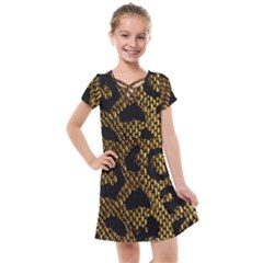 Metallic Snake Skin Pattern Kids  Cross Web Dress by Ket1n9