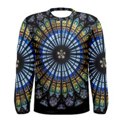 Stained Glass Rose Window In France s Strasbourg Cathedral Men s Long Sleeve T-shirt by Ket1n9