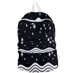 Black And White Waves And Stars Abstract Backdrop Clipart Foldable Lightweight Backpack by Hannah976