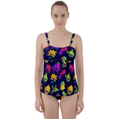 Space Patterns Twist Front Tankini Set by Hannah976