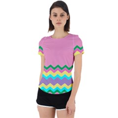 Easter Chevron Pattern Stripes Back Cut Out Sport T-shirt by Hannah976