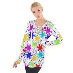 Snowflake Pattern Repeated Tie Up T-shirt by Hannah976