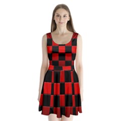 Black And Red Backgrounds- Split Back Mini Dress 