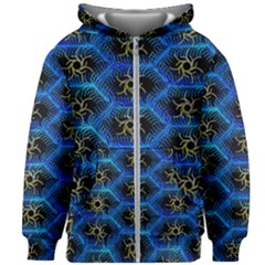 Blue Bee Hive Pattern Kids  Zipper Hoodie Without Drawstring by Hannah976