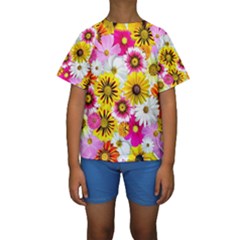 Flowers Blossom Bloom Nature Plant Kids  Short Sleeve Swimwear