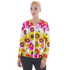 Flowers Blossom Bloom Nature Plant Velvet Zip Up Jacket by Hannah976