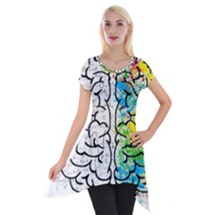 Brain Mind Psychology Idea Drawing Short Sleeve Side Drop Tunic by Ndabl3x