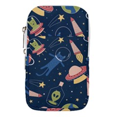 Seamless Pattern With Funny Alien Cat Galaxy Waist Pouch (small) by Ndabl3x