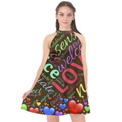 Loving Practice Agape Heart Halter Neckline Chiffon Dress 