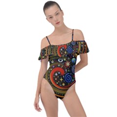 Swirl Vortex Emoji Cyclone Motion Art Frill Detail One Piece Swimsuit by Paksenen