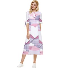 Heart Love Minimalist Design Bow Sleeve Chiffon Midi Dress by Bedest