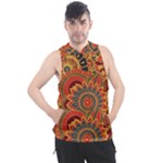 Bright Seamless Pattern With Paisley Mehndi Elements Hand Drawn Wallpaper With Floral Traditional In Men s Sleeveless Hoodie