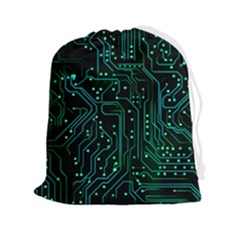 Circuits Circuit Board Green Drawstring Pouch (2xl) by Ndabl3x