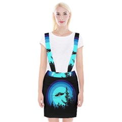 Ufo Alien Night Sky Night Braces Suspender Skirt by Cendanart