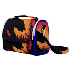 Forest Bear Silhouette Sunset Satchel Shoulder Bag by Cendanart