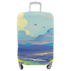 Mountains And Trees Illustration Painting Clouds Sky Landscape Luggage Cover (medium) by Cendanart