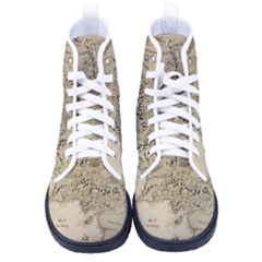 Retro Vintage Gray Map Middle Earth Men s High-top Canvas Sneakers by Cendanart