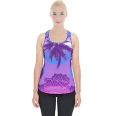 Palm Tree Vaporwave Synthwave Retro Style Piece Up Tank Top by Cendanart