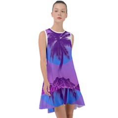 Palm Tree Vaporwave Synthwave Retro Style Frill Swing Dress