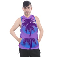 Palm Tree Vaporwave Synthwave Retro Style Men s Sleeveless Hoodie by Cendanart