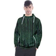 Green Matrix Code Illustration Digital Art Portrait Display Men s Pullover Hoodie