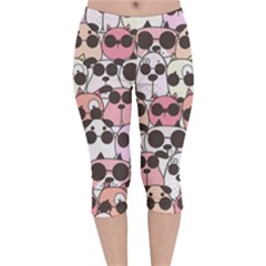 Cute Dog Seamless Pattern Background Velvet Capri Leggings 