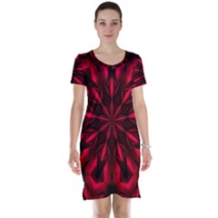 Kaleidoscope Template Red Abstract Short Sleeve Nightdress