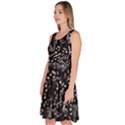 Black Pattern with Music Notes Treble Clef Knee Length Skater Dress With Pockets View2