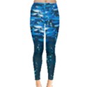 Water Bubbles Dark Cyan Fishes Stretchy Leggings View1