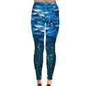 Water Bubbles Dark Cyan Fishes Stretchy Leggings View2