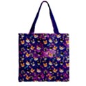 Gradient Purple Cat Face Space Pet Pattern Zipper Grocery Tote Bag View2