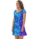 Constellation Dodger Blue Space Astronomy Galaxy Short Sleeve Tiered Mini Dress View2