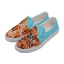Aqua & Brown Dogs Pattern Stok Animals Womens Slip Ons View2