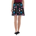 Space Galaxy Dim Gray Planet Pattern A-Line Skirt with Pockets View2