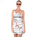 Cute Cat Chef Cooking Seamless Pattern Cartoon One Shoulder Ring Trim Bodycon Dress View1