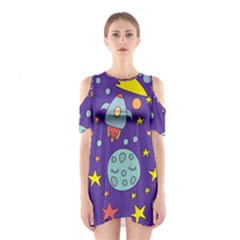 Card With Lovely Planets Shoulder Cutout One Piece Dress by Bedest