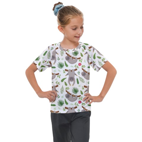 Seamless Pattern With Cute Sloths Kids  Mesh Piece T-shirt by Bedest