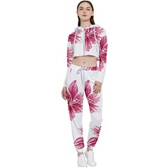 Hawaiian Flowers Cropped Zip Up Lounge Set by essentialimage