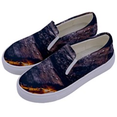 Wood Fire Camping Forest On Kids  Canvas Slip Ons by Bedest