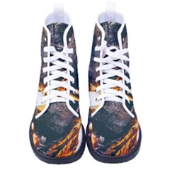 Wood Fire Camping Forest On Kid s High-top Canvas Sneakers by Bedest