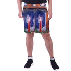 Christmas Lighting Candles Men s Pocket Shorts by Cendanart