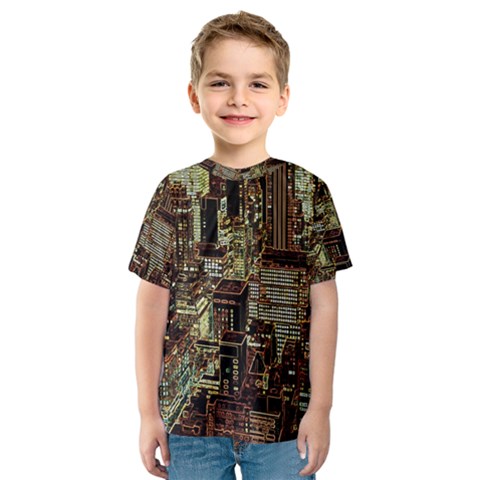 Photo New York City Skyscrapers Kids  Sport Mesh T-shirt by Cendanart