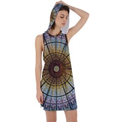 Barcelona Glass Window Stained Glass Racer Back Hoodie Dress