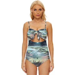 Psychedelic Art Knot Front One-piece Swimsuit